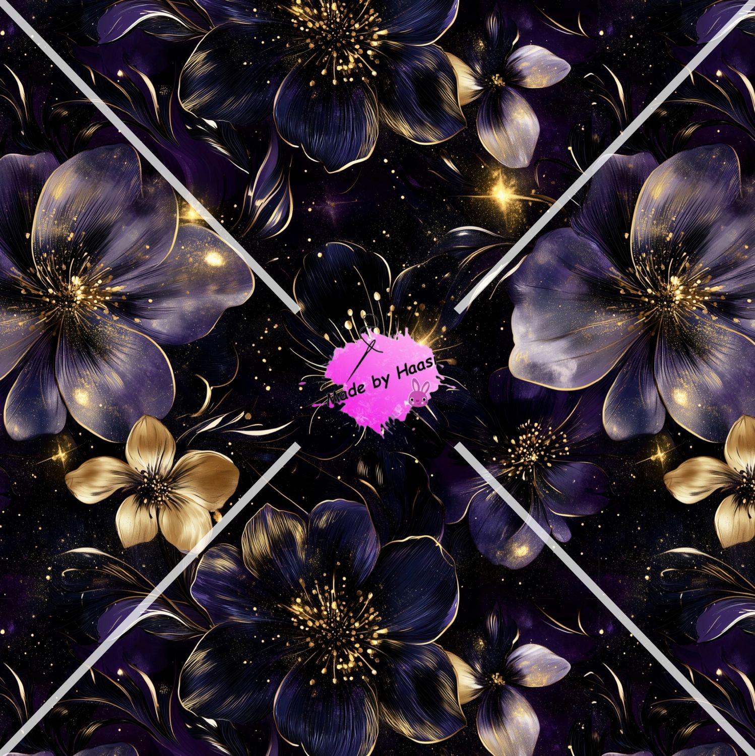 Vorbestellung AO Vorbestellung AO "Blumen Schwarz Gold" Flammgarn Single Jersey 10 cm