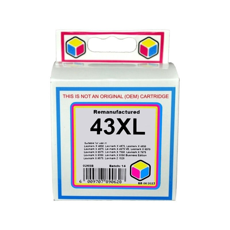 Lexmark 43 XL Tri-Colour Ink Remanufactured