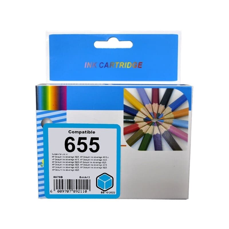HP 655 XL Cyan Ink Compatible