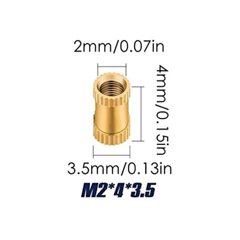 Threaded Insert, Type: M2, Size: 4 x 3.5mm, Quantity: 10 Pack