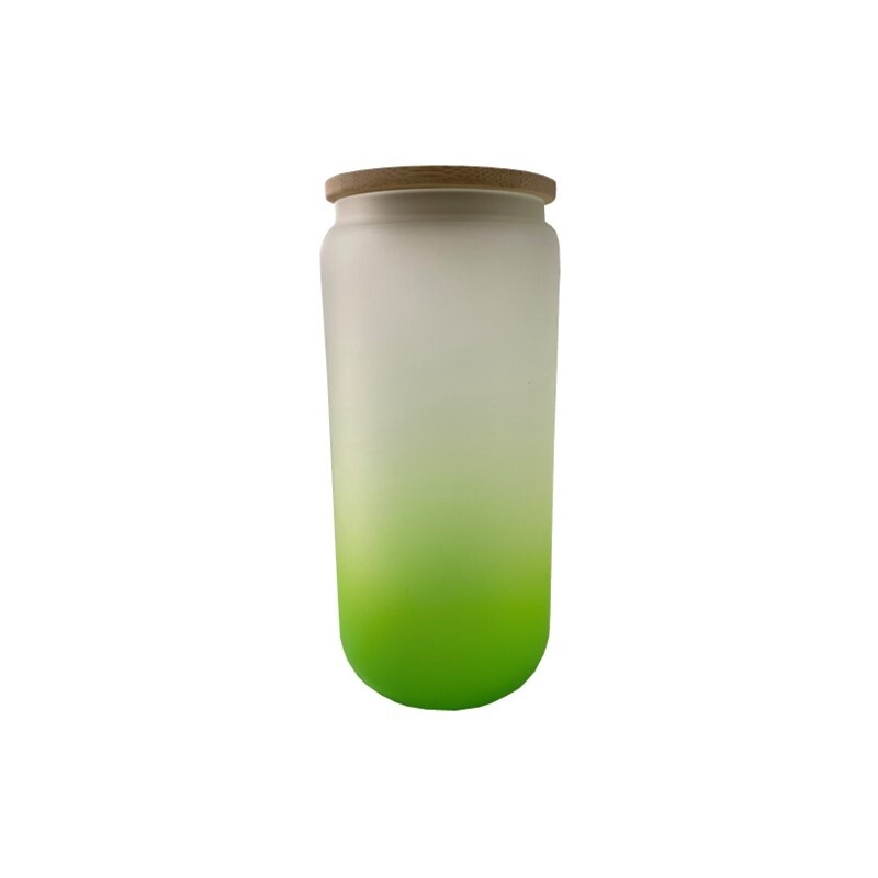 Glass Tumbler with straw (frosted) short - Single, Colour: Green