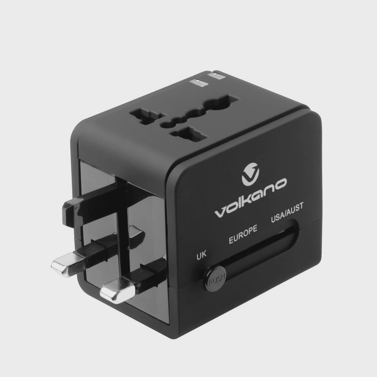 Volkano International Series travel adaptor plug with 2 USB charge ports