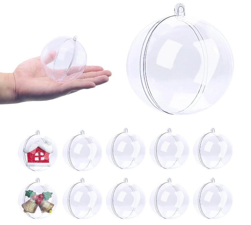 Clear Fillable Christmas Ornaments 8cm