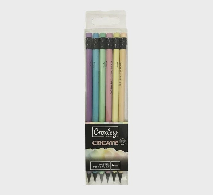 Croxley Create Pastel Barrel Wood Free Pencils Box 6