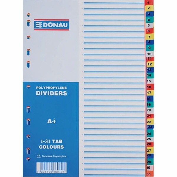 Dividers, Type: 1-31, Material: Printed Polyproylene