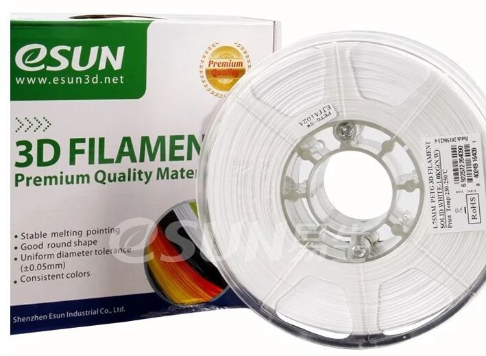 eSun PETG Filament - 1.75mm - Solid White - 1kg