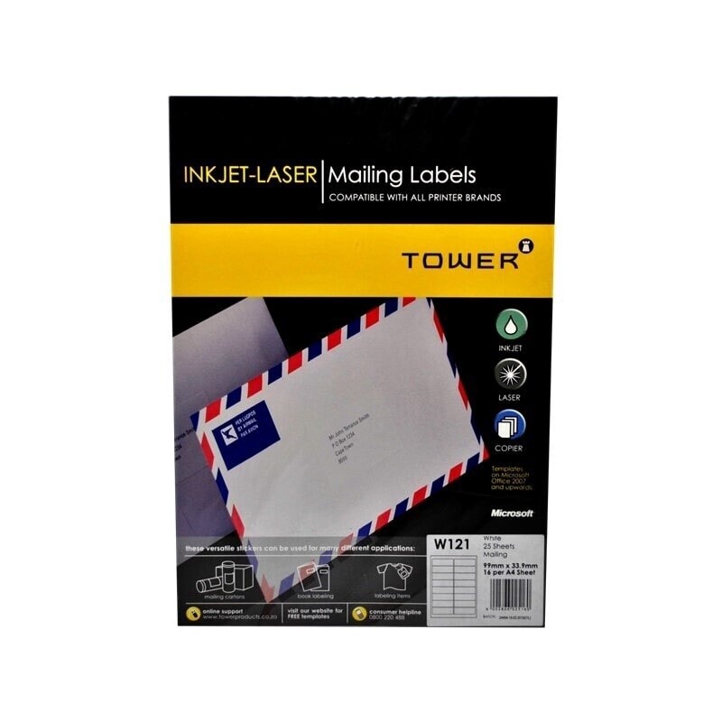 A4 (Mailing) Label Sheet - W121 - 16up - 99x33.9mm