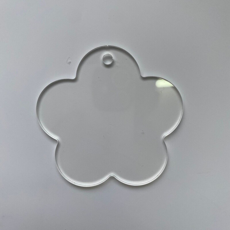 GLITTER Acrylic Keyring Flower Clear - Single