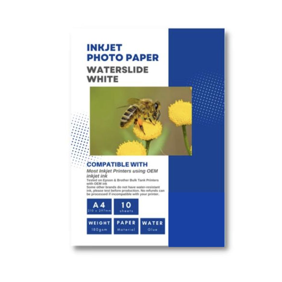 Waterslide White Sticker Paper