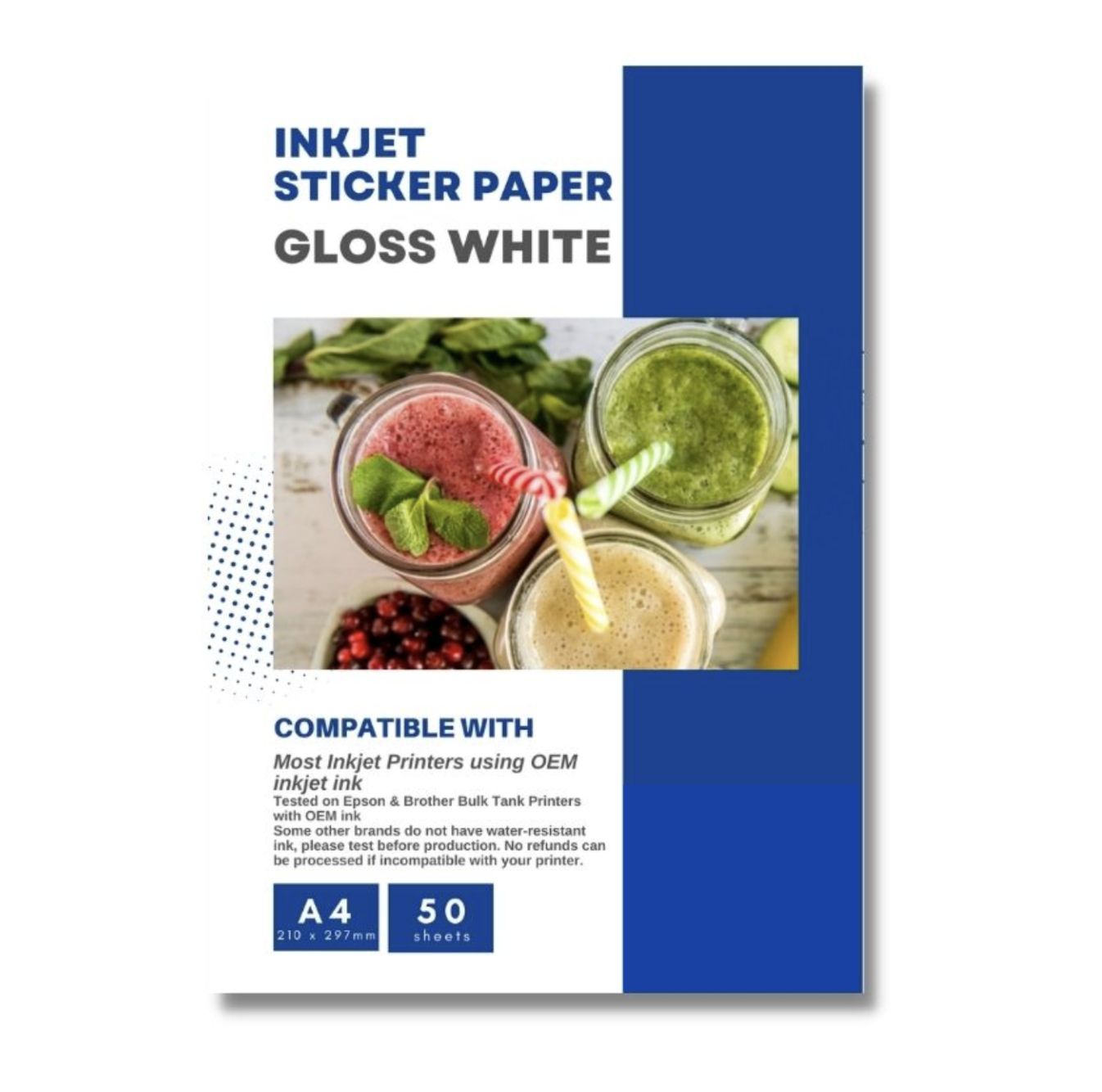 Sticker Paper Gloss  - A4 - 50 Sheets - 135gsm