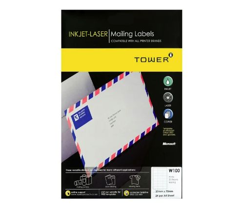 A4 InkjetLaser-Small Rect Labels W100/24up -37x70 - 100&#39;s
