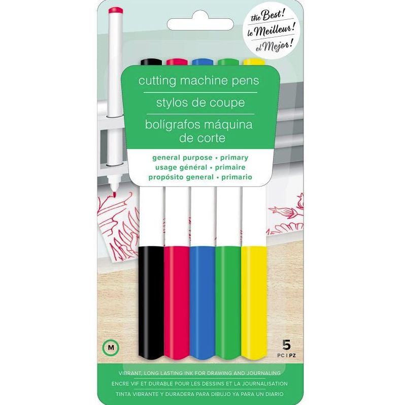 Cutting Machine Pens - Primary Colours - Medium Tip - 5Pack