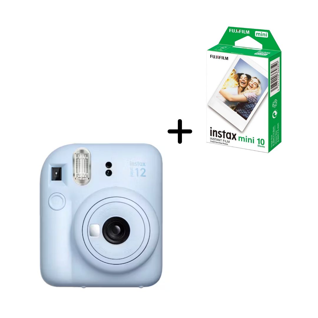 Instax Cam Mini 12 Pastel Blue + Film Bundle