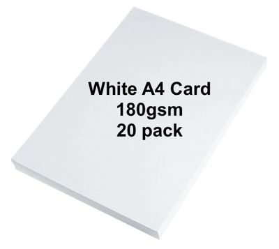 White A4 Card - 180gsm - 20 pack