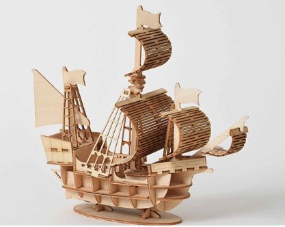 3D Educational Wooden Puzzle Model - Sailboat