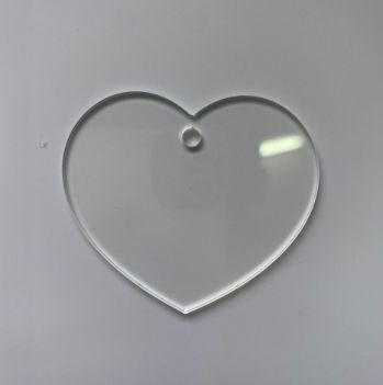 Acrylic Keyring Heart Clear  - Single