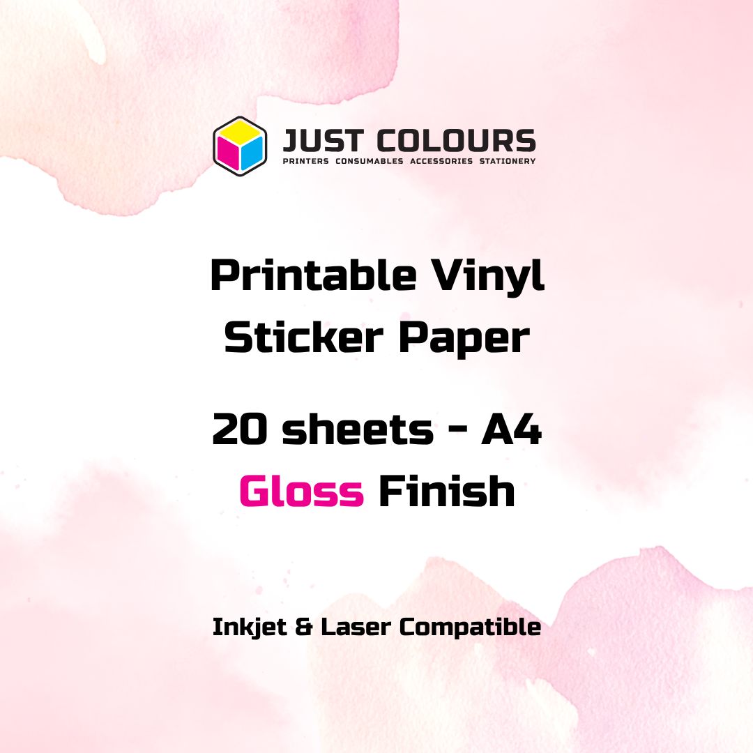Printable Gloss Vinyl Sticker Paper -  Just Colours - 20 Sheets