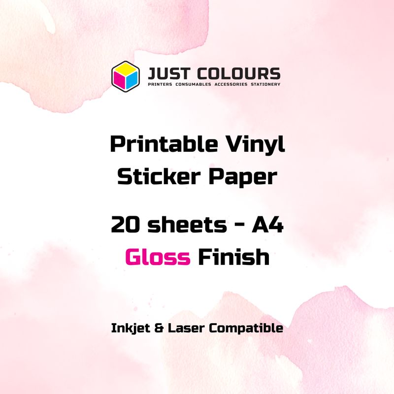Printable Gloss Vinyl Sticker Paper -  Just Colours - 20 Sheets