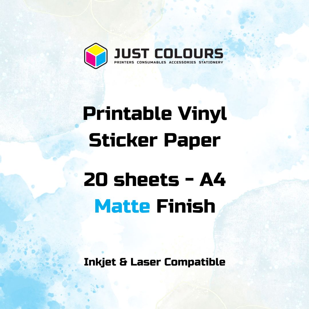 Printable Matte Vinyl Sticker Paper - Just Colours - 20 Sheets