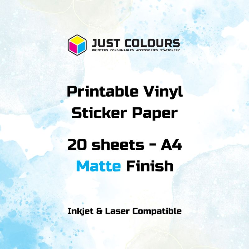 Printable Matte Vinyl Sticker Paper - Just Colours - 20 Sheets