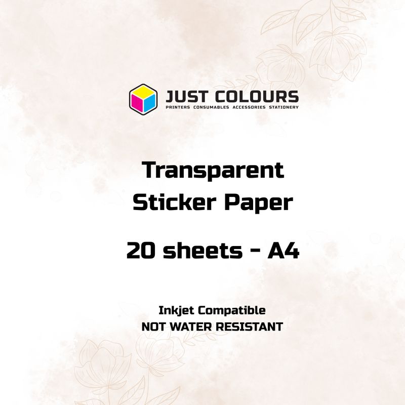 Printable Clear Transparent Sticker Paper - Just Colours - 20 Sheets