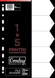 Dividers/ 1-5 / Unprinted Polyproylene