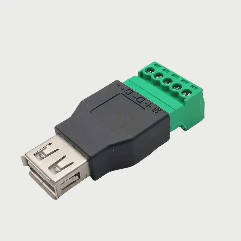 Non Soldering USB to 5P Terminal USB 2.0 non Soldering Plug Female Head USB A