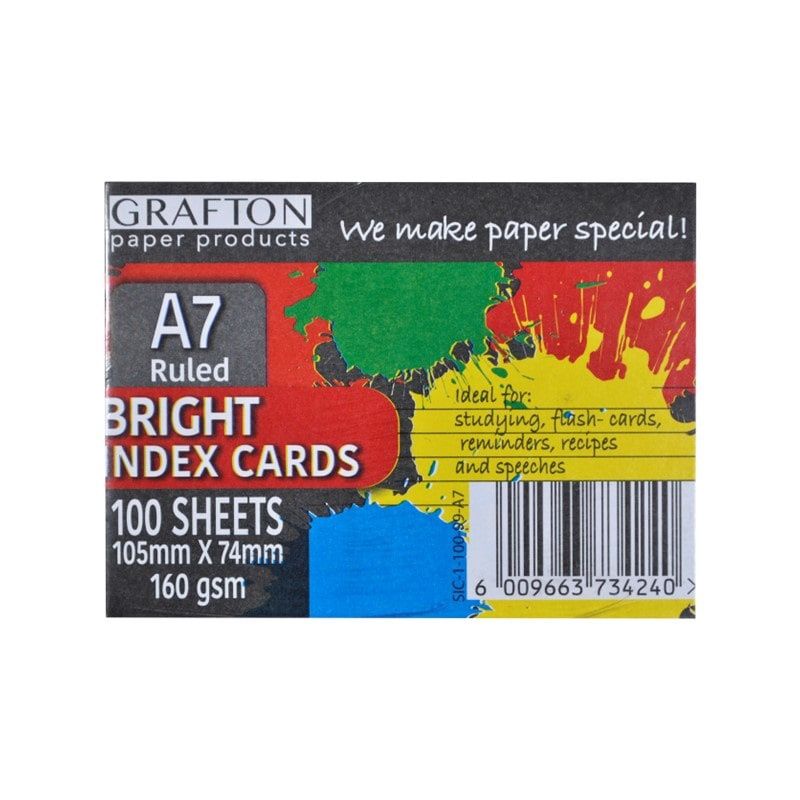 Paper Index Card - A7 Pack Of 100, Colour: Bright