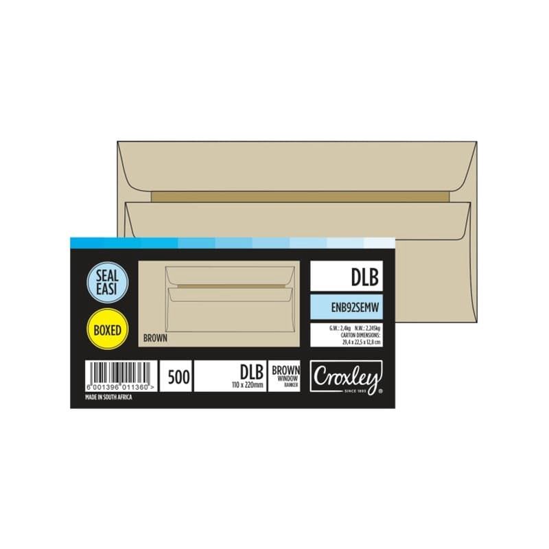 Envelope (DLB) Brown Window, Quantity: Box of 500