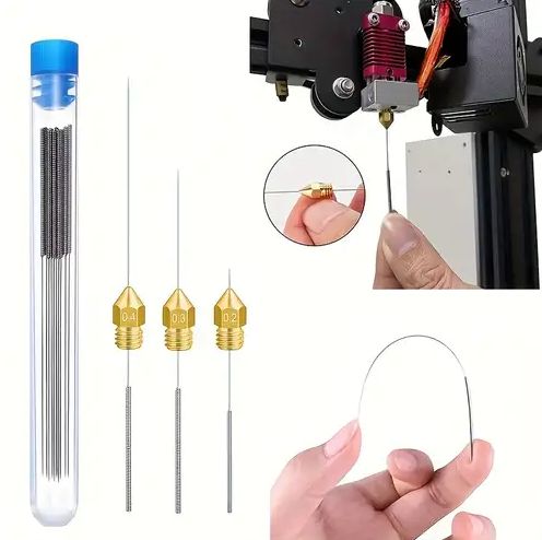 3D Printer Nozzle Cleaning Needle - 5 Pack - Silver - 0.4mm