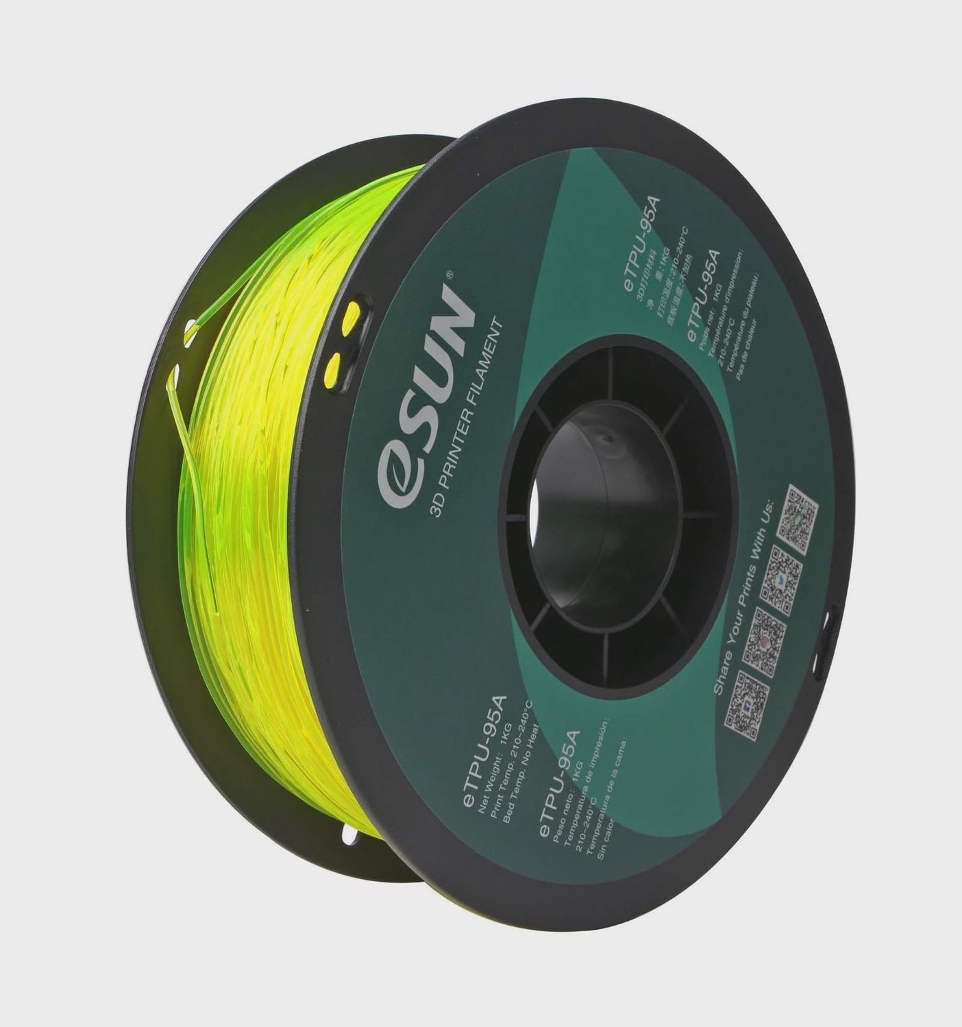 eSun eTPU-95A - Transluscent Yellow - 1.75 - 1kg Filament
