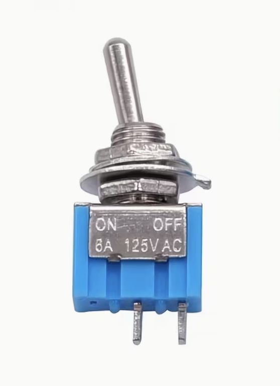 Mini Toggle Switch – 2-Pin SPST ON/OFF – 6A 125V / 3A 250V, Panel Mount