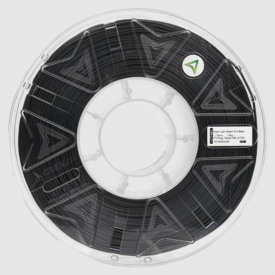 Creality Hyper Foamed Lightweight PLA Filament Black 1.75mm 1Kg - Ideal for RC Models