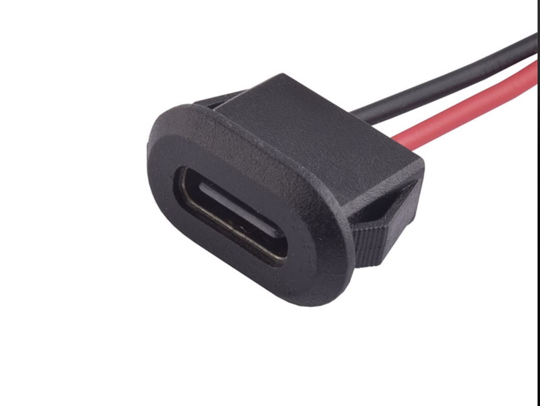 USB Type-C 2-Pin Female Socket Connector – 6-Pack (3× Black + 3× White) – 5V Power Only, for DIY Appliances &amp; Projects