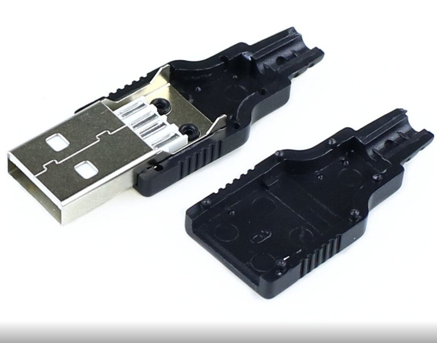 USB 2.0 Type-A Male Solder Connector – 4-Pin DIY - Single