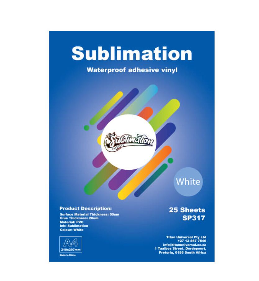 A4 Waterproof Sublimation Adhesive Vinyl - 25 sheets