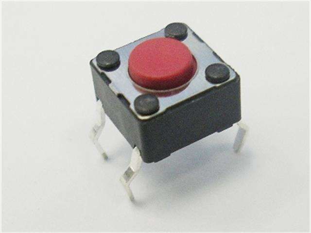 DTS61R 6x6mm Low-Profile Tactile Push Button Switch — Momentary SPST PCB Mount (Red) - Pack of 5