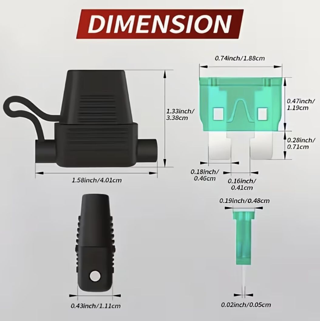 Inline Fuse Holder with ATC/ATO Blade Fuse Set (10A–40A) for 12V Systems