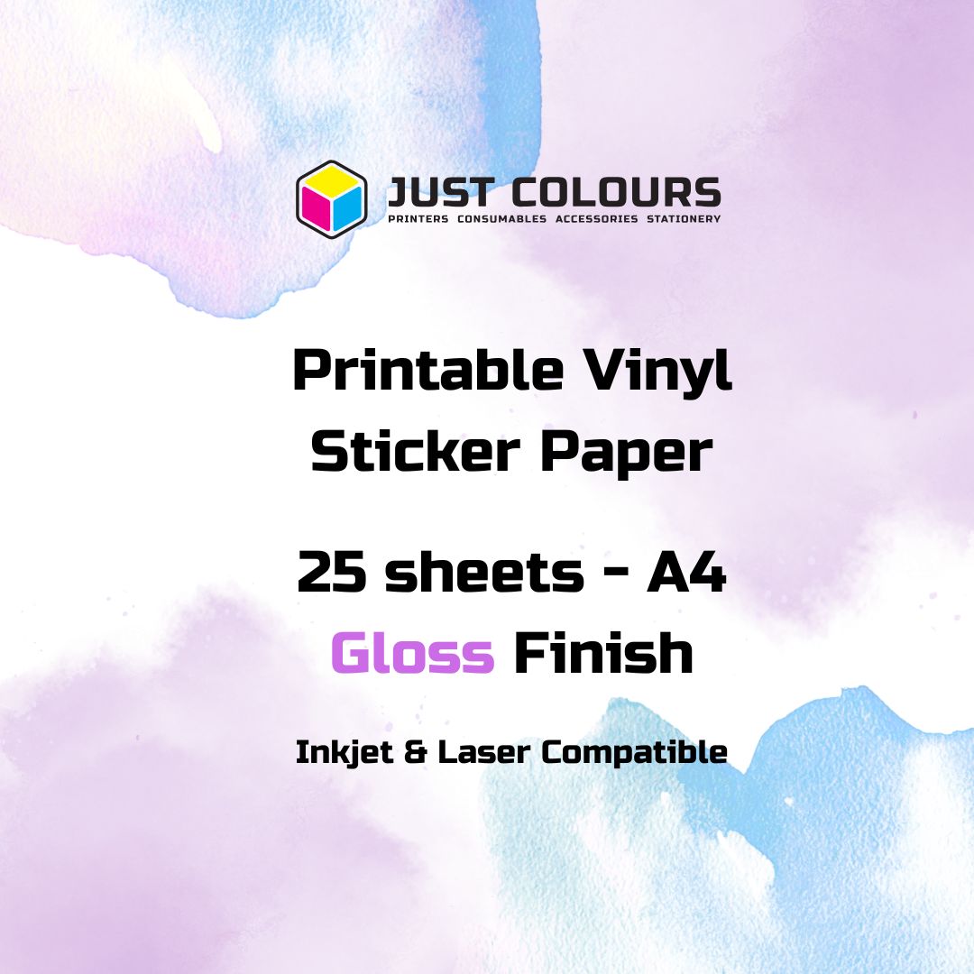 Printable Gloss Vinyl Sticker Paper - Just Colours - 25 Sheets