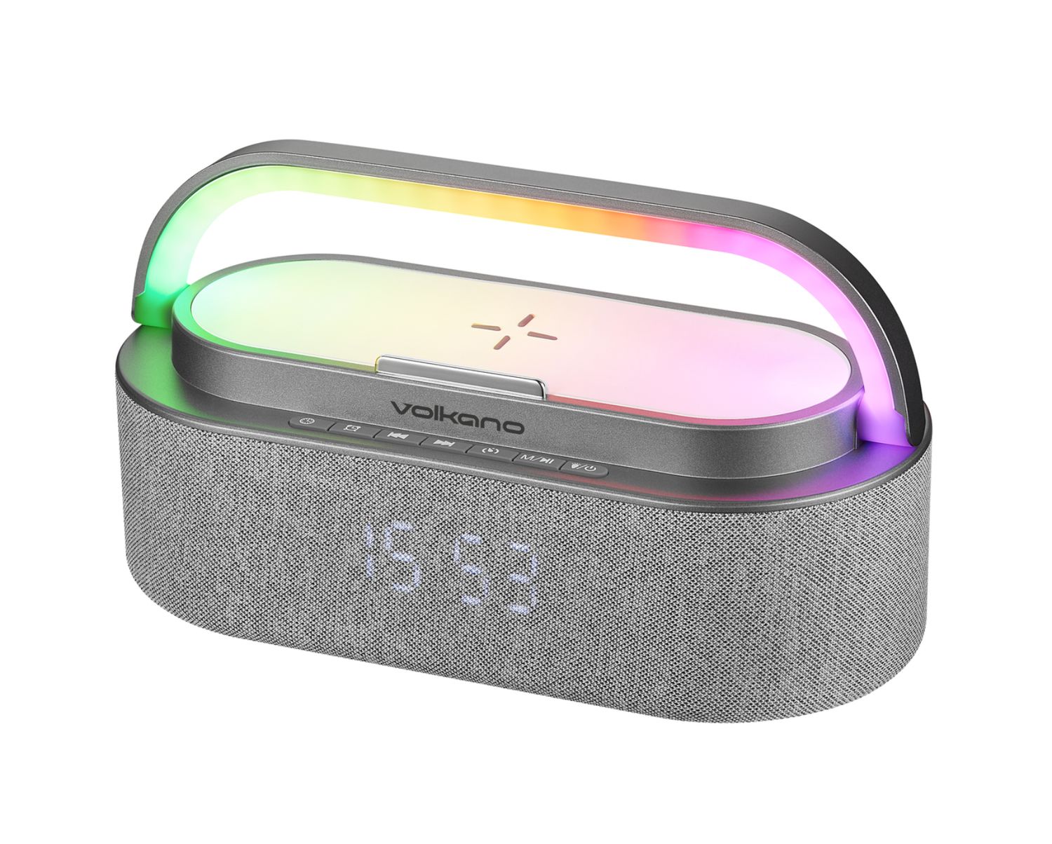 Volkano Dawn Series Alarm Clock with Wireless Charging and Speaker