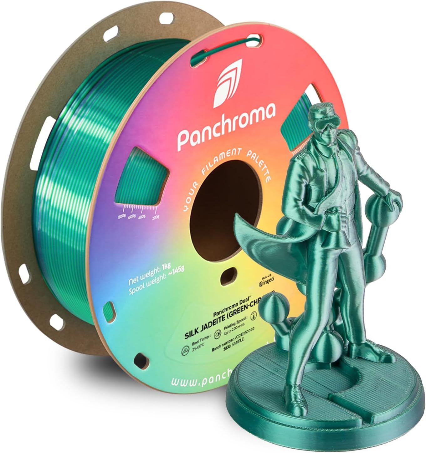 Panchroma Dual Silk Jadeite Silk Green-Chrome - 1.75mm 1kg