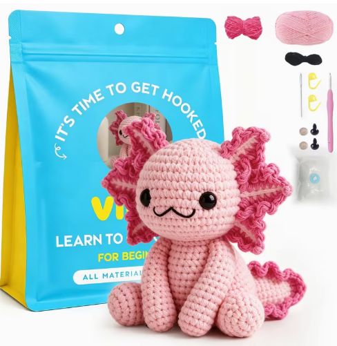 DIY Crochet Kit - Pink Axolotl