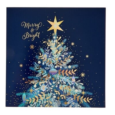 Large Christmas Card - Merry & Bright - include when sending Ilze's Chocolat products as a gift, with your handwritten message: 18.5cm x 18.5cm