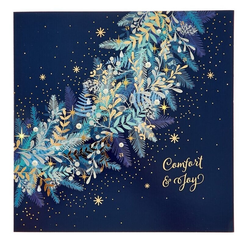 Large Christmas Card - Comfort & Joy - include when sending Ilze's Chocolat products as a gift, with your handwritten message: 18.5cm x 18.5cm Large Christmas Card - Comfort & Joy - include when sending Ilze's Chocolat products as a gift, with your handwritten message: 18.5cm x 18.5cm
