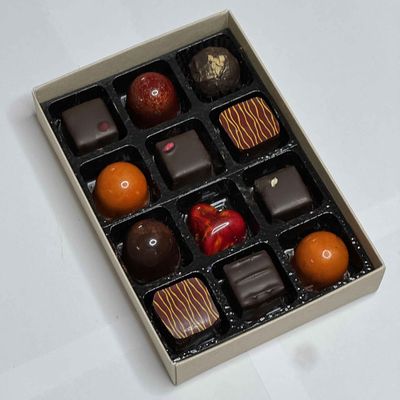 Special Selection Gift box of 12 Artisan Chocolates for Lunar New Year - beautiful handmade chocolates made with only the best chocolate and fillings Special Selection Gift box of 12 Artisan Chocolates for Lunar New Year - beautiful handmade chocolates made with only the best chocolate and fillings
