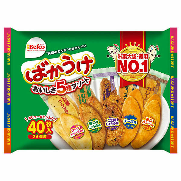 Kuriyama, Befco, &quot;Bakauke&quot; Rice Cracker, Assortment Pack, 40 pc in 1 bag