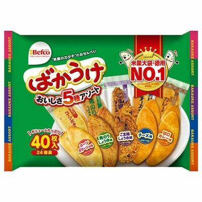 Kuriyama, Befco, &quot;Bakauke&quot; Rice Cracker, Assortment Pack, 40 pc in 1 bag
