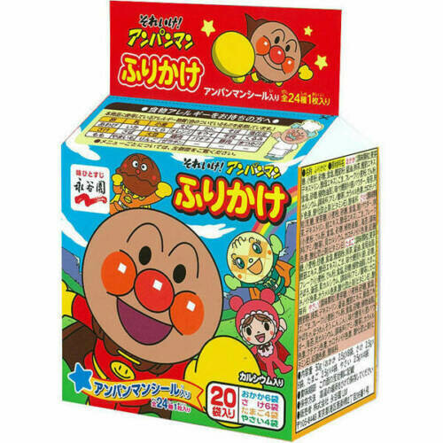 Nagatanien, Anpanman Furikake, 4 flavors, 20 packs in 1 bag, with a sticker