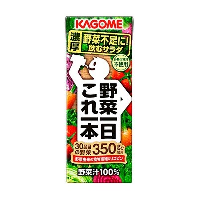 Kagome, Yasai Ichiniti Kore Ippon, Vegetable Mix Juice 100%, 200ml