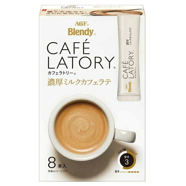 Ajinomoto, Cafe Latory, Rich Milk Cafe Latte, 8 Sticks in 1 Box